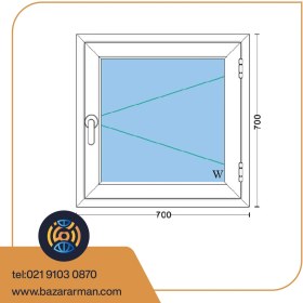 تصویر پنجره دوجداره upvc با شیشه ۴و۴ ساده به ابعاد ۷۰۰*۷۰۰ پروفیل وین تک 