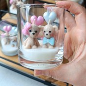 تصویر گیفت شمع شیشه ای تعیین جنیست گیفت شمع لیوان شیشه ای تعیین جنسیت نوزاد