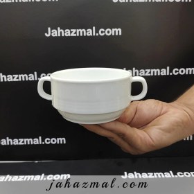 تصویر پیاله دسته دار هتلی سفید چینی زرین 