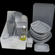 تصویر سرویس ظروف مسافرتی ۸ نفره لیمون - طوسی 