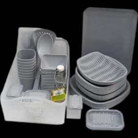 تصویر سرویس ظروف مسافرتی ۸ نفره لیمون - طوسی 