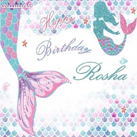 تصویر بنر مربعی جشن و تولد تم پری دریایی طرح 05 