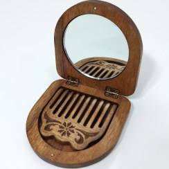 تصویر آینه و شانه جیبی چوبی کد HG-125 