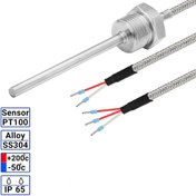 تصویر سنسور دما PT100 سیمی غلاف دار قطر ۶ میل رنج دما ۵۰- تا ۲۰۰+ 