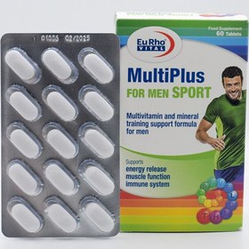 تصویر قرص مولتی پلاس فور من اسپرت یوروویتال 60 عدد Eurho Vital Multiplus For Men Sport 60 Tabs