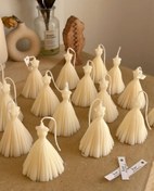 تصویر شمع لباس عروس - سفید / با روبان 