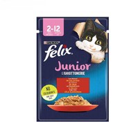 تصویر پوچ گربه فلیکس پورینا فرانسه طعم گوشت گوساله در ژله 85 گرم Felix for cats beef in jelly 85g