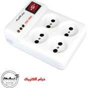 تصویر محافظ برق خیام الکتریک مدل KH8021 ظرفیت ۴ خانه با قفل کودک و کابل ۱.۸ متر 