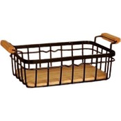 تصویر سبد میوه مستطیل فلزی بی.وی.کی مدل کاریزما مشکی VK401325 B.V.K. rectangular metal fruit basket, black Charisma model, VK401325