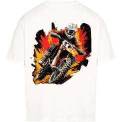 تصویر تیشرت سفید پوش کد اورسایز با طرح متور تیشرت سفید پوش کد اورسایز با طرح متور