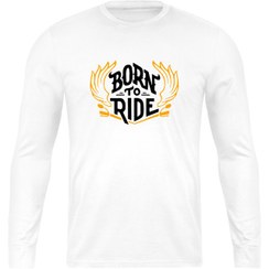 تصویر تی شرت آستین بلند مردانه نوین نقش مدل موتورسواری طرح Born To Ride 003 