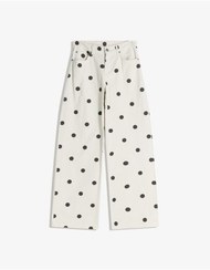 تصویر شلوار پارچه ای گشاد خالدار زنانه سفید برشکا 