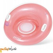 تصویر شناور بادی روی آب مبلی با کف توری رنگ صورتی 