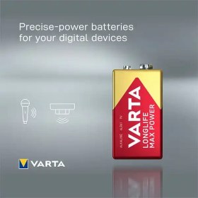 تصویر باتری کتابی وارتا Longlife Max Power Varta Longlife Max Power 9V Alkaline Battery