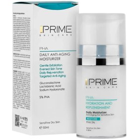 تصویر کرم بازسازی کننده و آبرسان صورت pha5% پرایم حجم 50 میلی لیتر Prime pha 5% daily anti-aging moisturizer 50ml