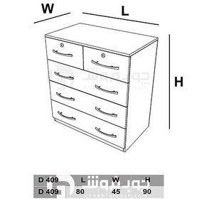 تصویر دراور ۵ کشو قفل دار مدل D409 