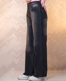 تصویر شلوار جین نیم بگ ذغالی - ۳ 