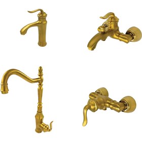 تصویر ست شیرآلات شیبه مدل ارکید - طلایی Shibeh Mixer Faucet