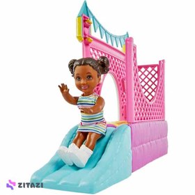 تصویر عروسک باربی همراه کودک در پارک مدل Barbie Babysitter Skipper Playhouse Set - زمان ارسال 15 تا 20 روز کاری 