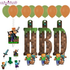 تصویر تم تولد ماینکرافت مجموعه ۱۹ عددی دکور و تزیین 