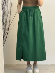 تصویر دامن کتان جلو چاک 