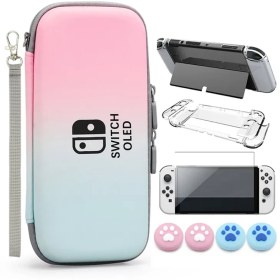 تصویر vgbus 7in1 accessory case for nintendo switch oled pinkturquoise 
