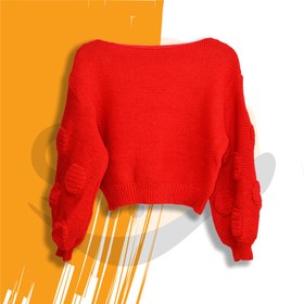 تصویر کراپ بافت آستین پفی Knitted crop