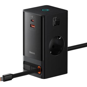 تصویر شارژر رومیزی 65 وات دو پورت بیسوس مدل CCGAN65-S2ACE 