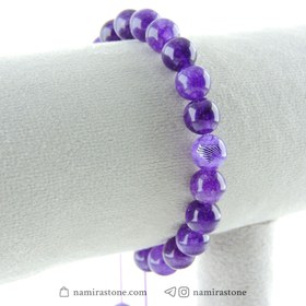 تصویر دستبند آمیتیست Amethyst سنگ طبیعی اصل (تراش گرد) 