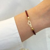 تصویر دستبند چرم و طلا قلب B159 