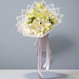 تصویر دسته گل اوریانتال سفید 