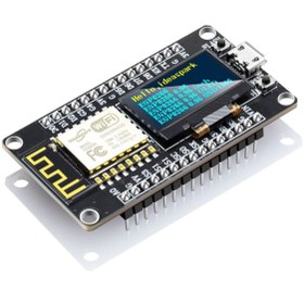 تصویر برد توسعه NodeMCU با تراشه ESP8266 و نمایشگر OLED 