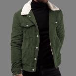 تصویر کاپشن مردانه مخمل کبریتی یشمی برند ZARA با آستر تدی گرم و یقه پشمی 