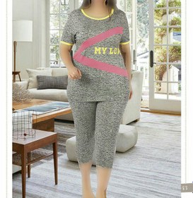 تصویر تی شرت شلوارک سایز بزرگ زنانه ترک - 7463 Miss Tiko ا محصول کشور ترکیه جنس مرغوب محصول کشور ترکیه جنس مرغوب