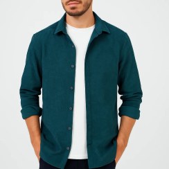 تصویر پیراهن مخمل کبریتی مردانه سبز کله غازی استایل خاص و شیک مناسب فصل 1404 