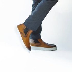 تصویر بوت چرم مردانه آتن قهوه ای 