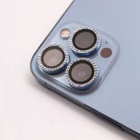 تصویر محافظ لنز دوربین اپل iPhone 12 Pro-ProMax مدل رینگی نگینی - آبی 