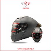 تصویر کلاه کاسکت فک متحرک مشکی مات برند استیل برد - XL مناسب دور سر ۶۱.۵ تا ۶۲.۵ SBA_20