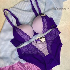 تصویر ست سوتین و شورت اسفنجی پارپل 