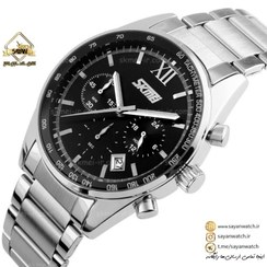 تصویر ساعت مچی مردانه اسکمی مدل 9096 | کرونوگراف استیل ضد آب - گالری سایان واچ 