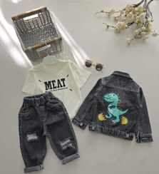 تصویر ست سه تکه جین دایناسور 