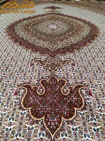 تصویر فرش دستباف ماهی خوی جفت 9 متری کد 168 کرم ، گره ترکی ، پشم پرویزیان ، ۱۵ متن رنگی