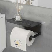 تصویر شلف فلزی پایه رول دستمال کاغذی لبه دار کوچک کد zb10 قابل استفاده در حمام و سرویس بهداشتی