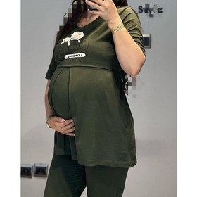 تصویر تونیک شیردهی و بارداری نخ پنبه زیپ دار آستین کوتاه 