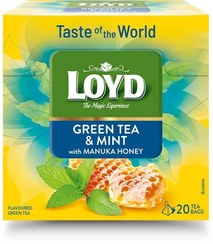 تصویر دمنوش کیسه ای لوید چای سبز و نعناع با عسل مانوکا 20 عددی Loyd Green Tea & Mint With Manuka Honey 