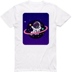 تصویر تیشرت مردانه و پسرانه سفید طرح فضانورد 119 