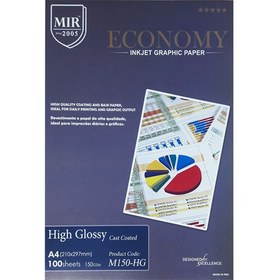 تصویر کاغذ 150 گرم Mir فتوگلاسه 100 برگی A4 Mir High Glossy Photo Paper 150Gsm A4 100 Sheets