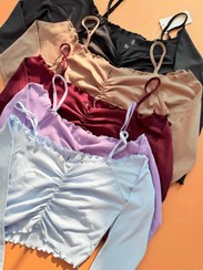 تصویر دکلته آستین دار - خاکی 