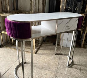 تصویر میزناخن تک نفره پایه فلزی دورپارچه روکش ملامینه آب کاری شده طول ۱۲۰دررنگ بندی متنوع 