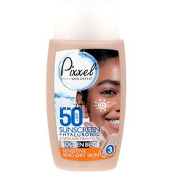 تصویر کرم ضد آفتاب پیکسل مناسب پوست‌های حساس و خشک SPF50 حجم 50 میلی‌لیتر(بژ طبیعی،بژ روشن،بژ طلایی،بی رنگ) - خشک / بژ طلایی 